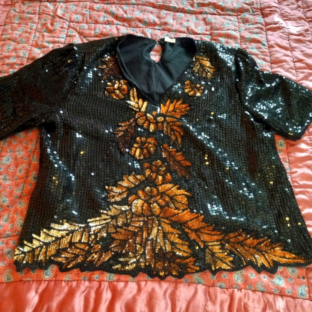 Sequined Evening Blouse XL